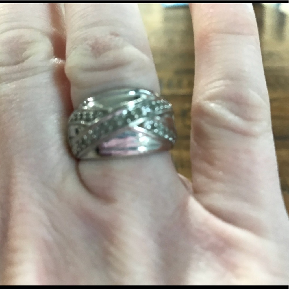 Sterling silver ring with diamonds